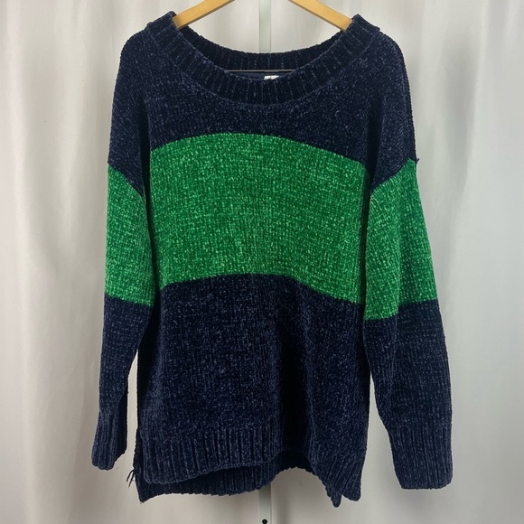 Offline by aerie Large Colorblock Crewneck Chenille Sweater Chunky Knit - Picture 3 of 10